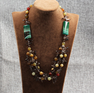 Wholesale hot three color jade agate and smoky quartze necklace