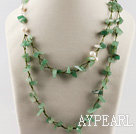 hot style white pearl and aventurine beaded necklace 