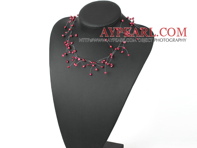fancy bridal jewelry purple red  pearl necklace