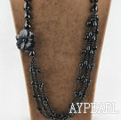 round and drop shape agate flower necklace