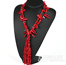 fashion costume jewelry long style red coral necklace