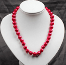 12mm Red Round Glass Pearl Beads Choker Necklace Jewelry