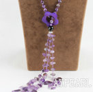 beautiful 21.7 inches Y shape amethyst agate necklace 
