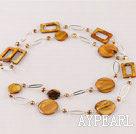 fashion long style brown pearl and shell necklace