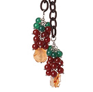 New Long Style Assorted Red and Green Agate Beads Necklace with Leather Chain