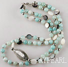 Wholesale double strand Amazon stone black white shell necklace