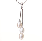 Elegant Style Natural 10-11mm White Freshwater Pearl Pendant Necklace