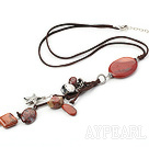 Wholesale 23.6 inches red jasper pendant necklace with extendable chain