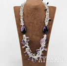 multi strand charming amethyst clear crystal agate necklace
