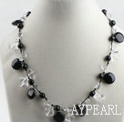 Wholesale 17.7 inches clear crystal black agate necklace