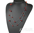 fashion 51.2 inches long style red crystal necklace