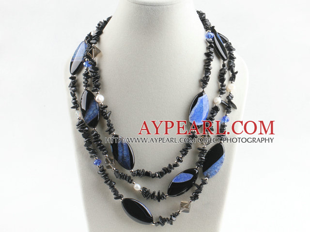 multi strand pearl and crystallize agate necklace