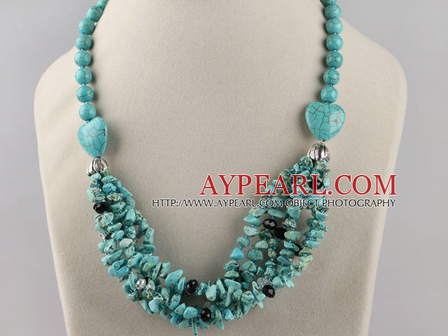 turquoise and crystal necklace with lobster clasp