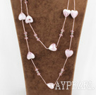 Wholesale fashion jewelry pink crystal and colored glaze heart necklace with metal chain