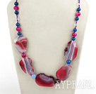 Wholesale Popular Pink And Blue Brazil Agate Natural Cracked Beaded Strand Necklace