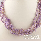 Wholesale multi strand amethyst and citrine chips necklace with gem clasp