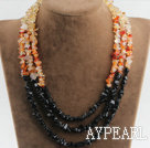 Wholesale stunning multi strand citrine agate and black stone necklace