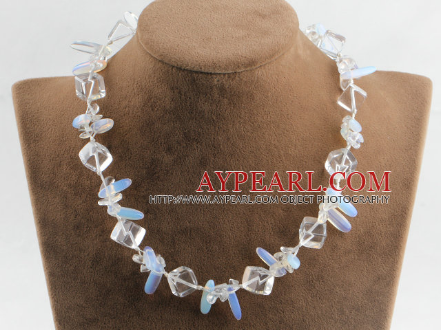 17.7 inches clear crystal and opal necklace