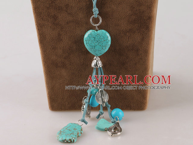 lovely 23.6 inches turquoise necklace with extendable chain