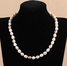 Hot Sale Women Gift 9-10mm Natural White Pink & Purple Mixed Color Pearl Necklace With Heart Clasp