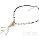 Persian gray agate necklace with extendable chain