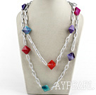 Wholesale colorful Brazil agate necklace with bold chain