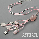 Wholesale rose quartze and crystal necklace with extendable chain