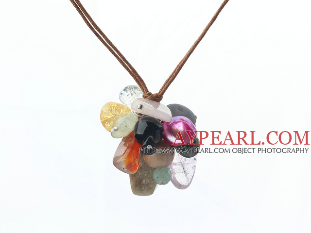 multi color gemstone necklace with extendable chain