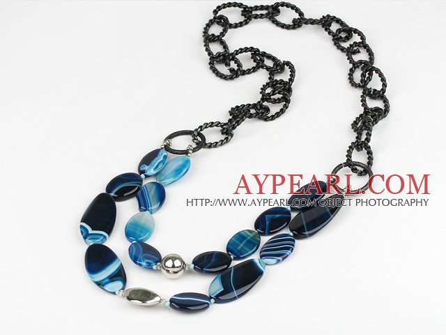 favourite blue agate necklace on big chains