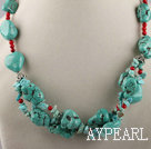 turquoise and bloodstone necklace with moonlight clasp