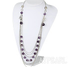 facted amethyst multi layer fashion necklace