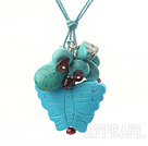 Wholesale Pretty Cluster Style Multi Blue Turquoise Pendant Necklace With Extendable Chain