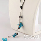 pearl and blue jasper necklace with extendable chain
