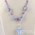 fancy lavender pearl crystal and colored glaze necklace