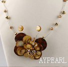 brown butterfly shell pearl necklace with moonlight clasp