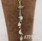 pearl and green grape stone  necklace with extendable chain