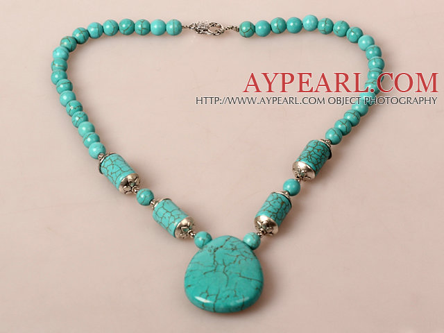 Turquoise Necklace with Teardrop Turuoise Pendant