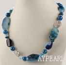 17.7 inches blue agate neckace with toggle clasp