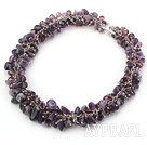 Wholesale Purple Series Amethyst and Purple Crystal Necklace with Metal Chain
