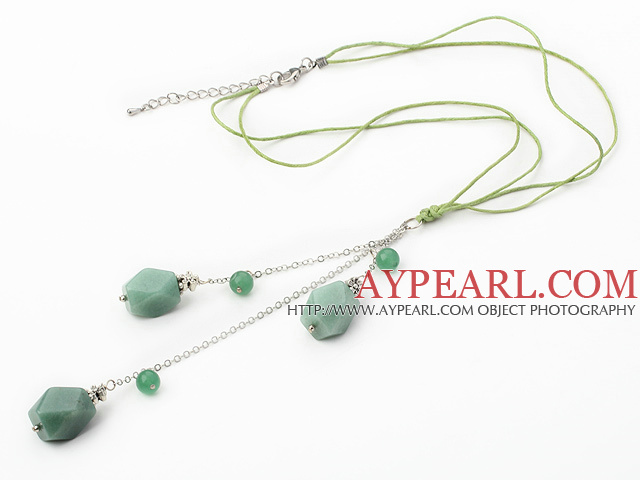 18.1 inches aventurine necklace pendant with extendable chain