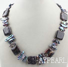 Wholesale Biwa Pearl and Dragon Blood Stone Necklace with Moonlight Clasp