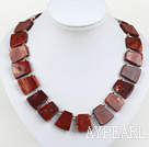 chunky style red jasper necklace with moonlight clasp