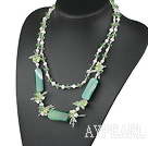 43.3 inches long style pearl crystal and agate nekclace