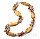17.7 inches brown pearl and shell necklace with lobster clasp