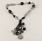 18.1 inches vogue jewelry pearl and black agate necklace