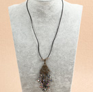 Wholesale Simple Retro Style Chandelier Shape Colorful Crystal Tassel Pendant Necklace With Black Leather