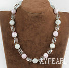 17.7 inches white and pink colored glaze nekclace