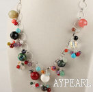 19.7 inches multi color gemstone necklace with extendable chain