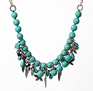 Turquoise Necklace with Tibet Silver Accessories and Metal Chain