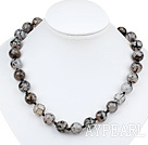 Elegant 14Mm Fantastic Round Agate Beaded Strand Necklace With Moonight Clasp